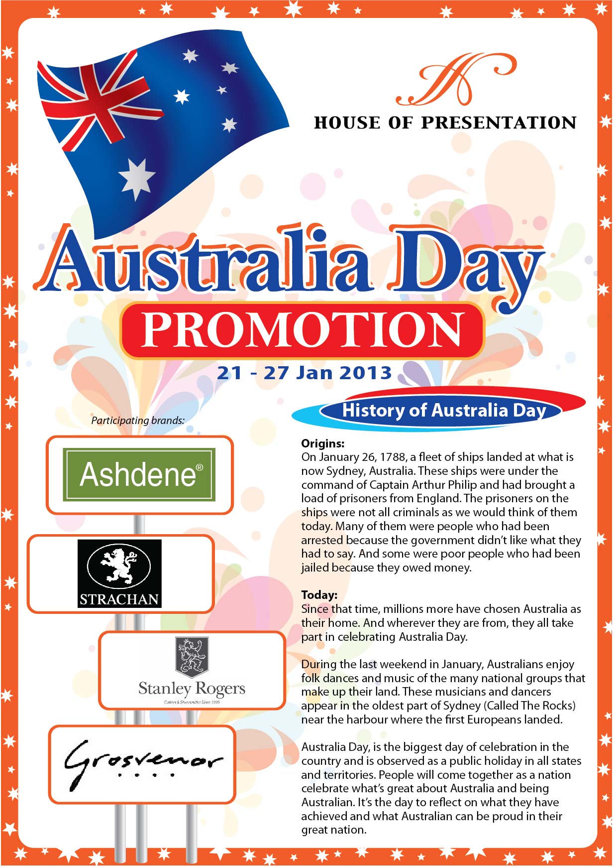 House of Presentation Australia Day Promotion