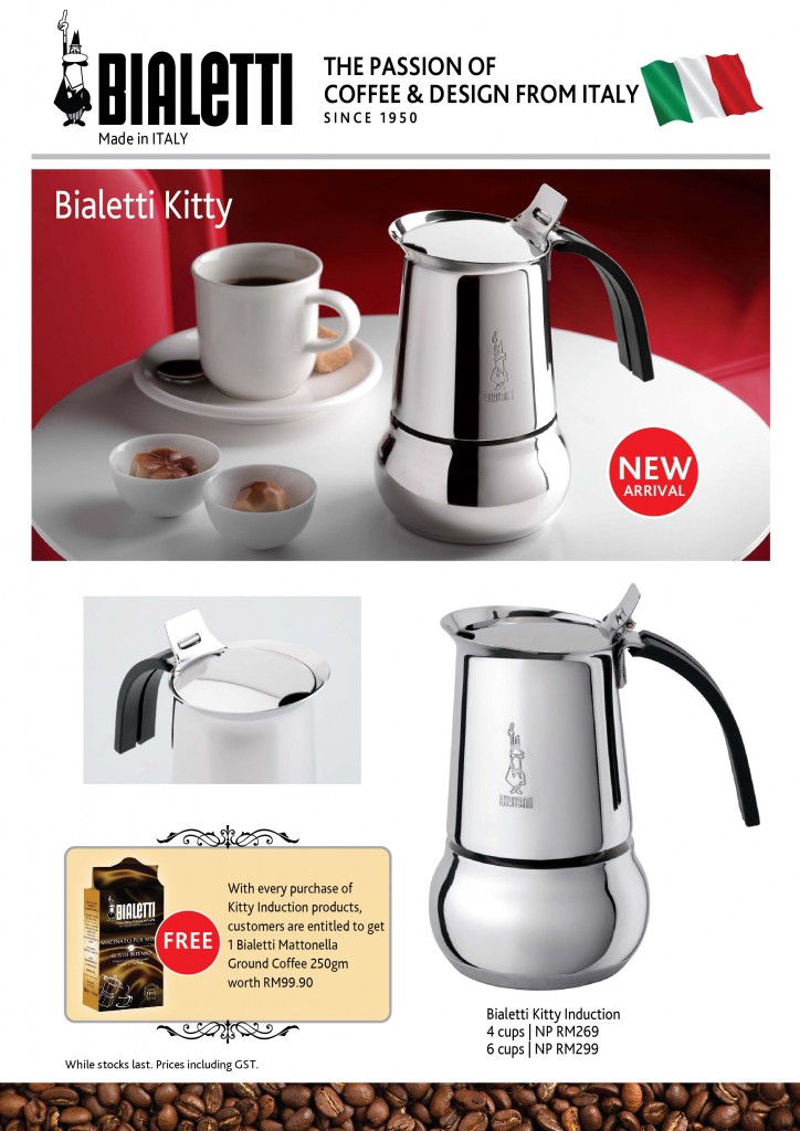 Bialetti Kitty Induction espresso maker, 6 cups